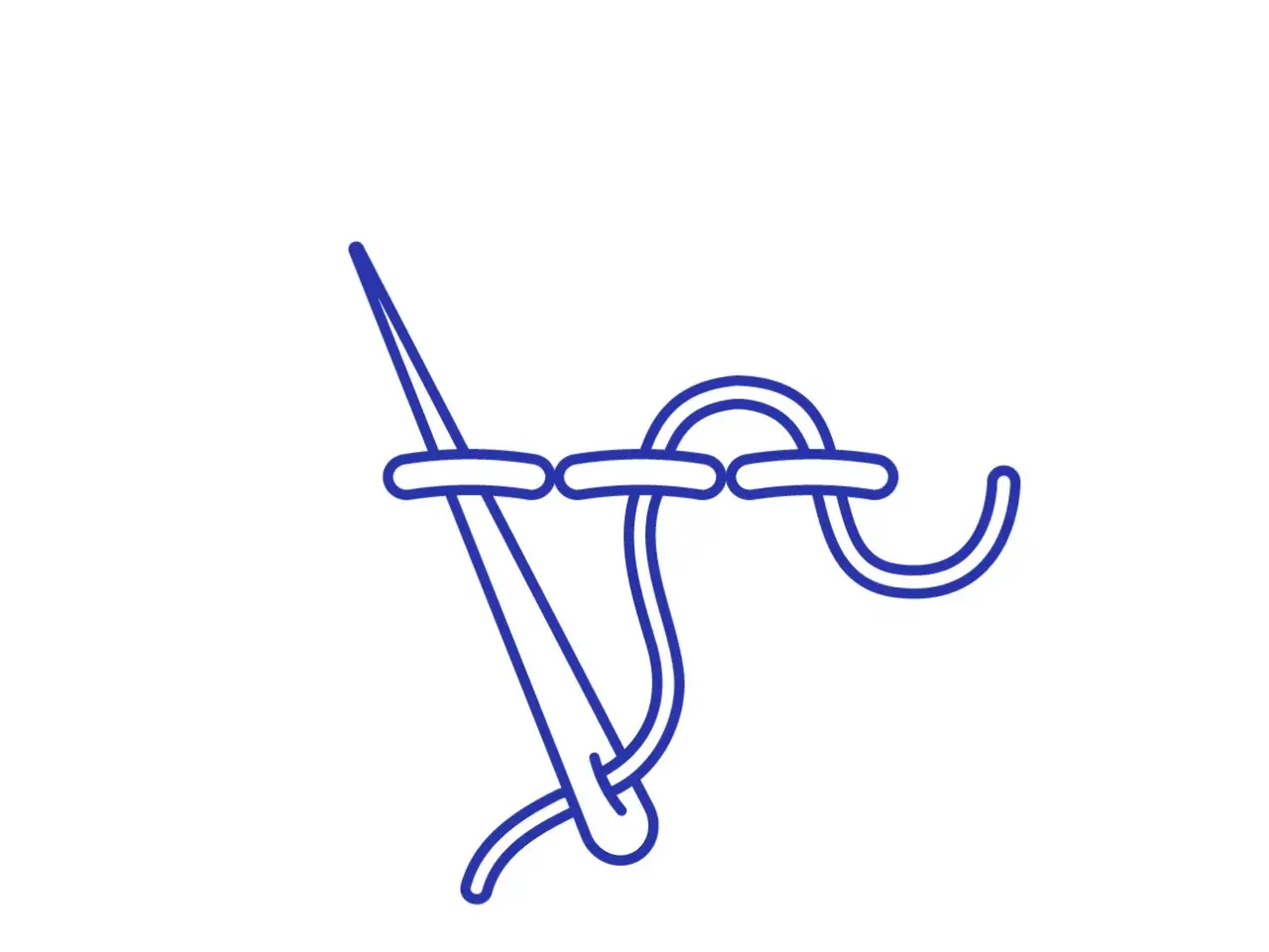 Ago e filo blu creano un punto nodato, ideale per i tuoi punti ricamo per riempire.