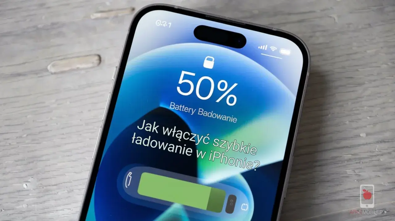 iPhone z 50% baterii. Dowiedz się, jak naładować iPhone bez ładowarki, włączając szybkie ładowanie.