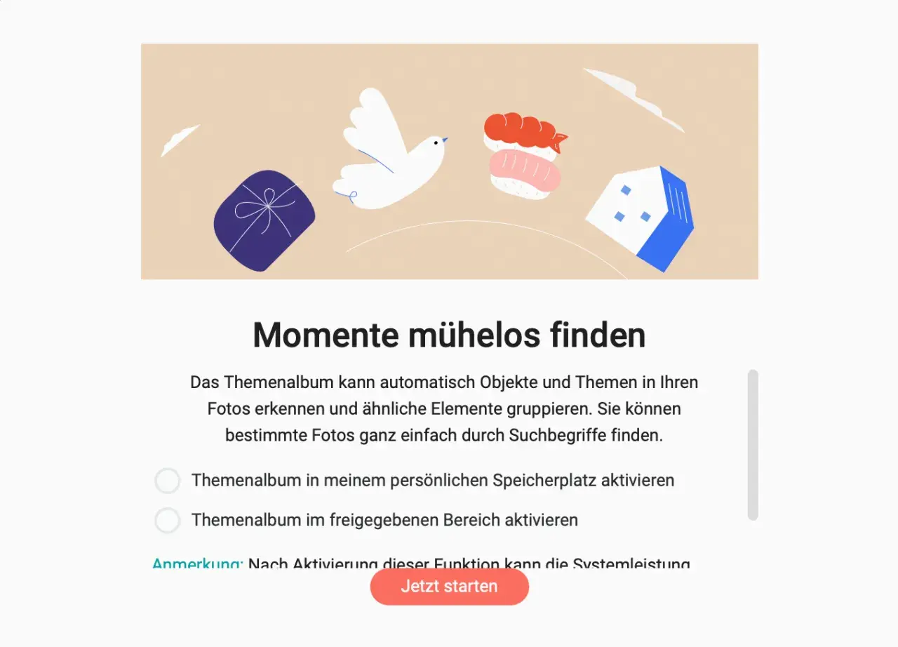 Synology Bilder verwalten: Themenalbum erkennt Objekte & Themen für einfache Suche. Starten Sie jetzt!
