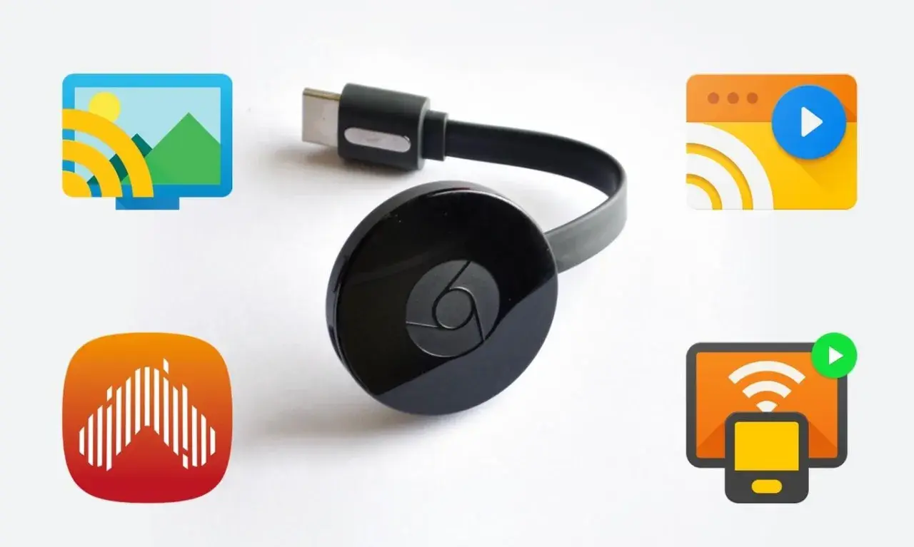 Chromecast i ikony pokazujące, jak połączyć chromecast z telefonem.