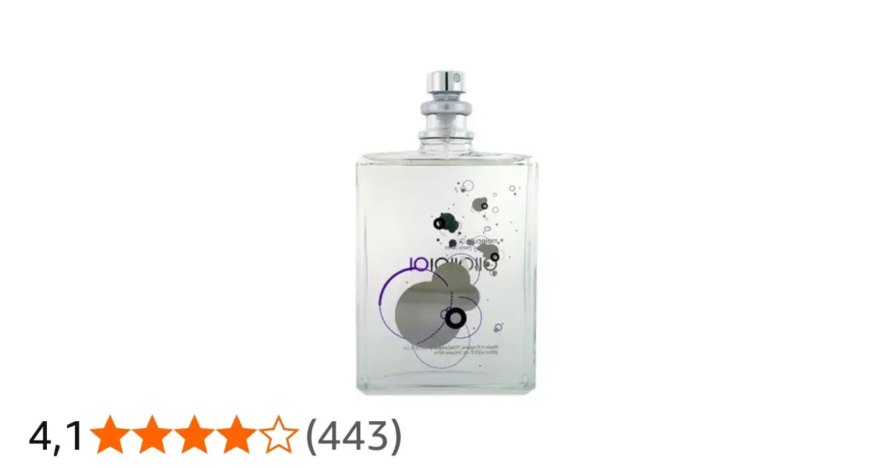 Szklana butelka perfum z motywem cząsteczek 01.
