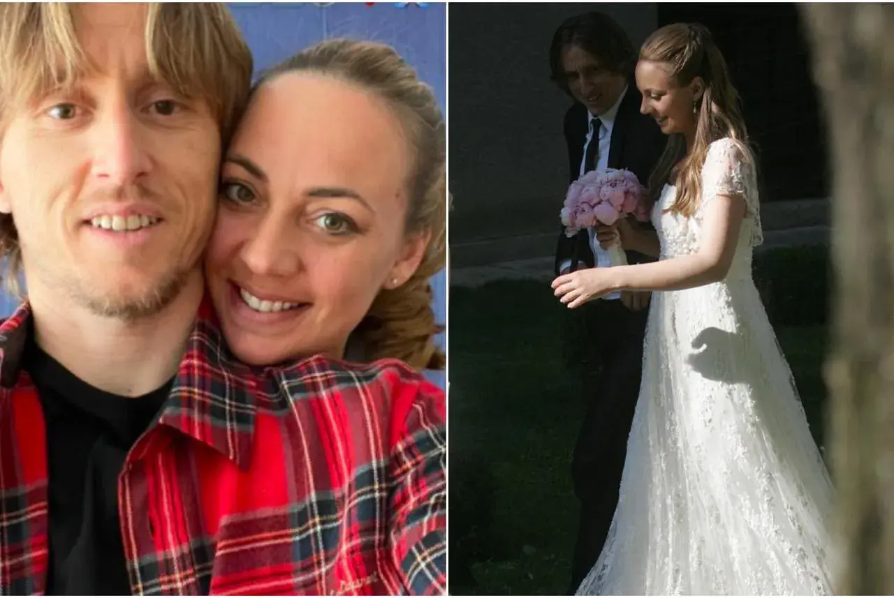 Luka Modrić z żoną Vanją Bosnić – zdjęcie z wesela i selfie.