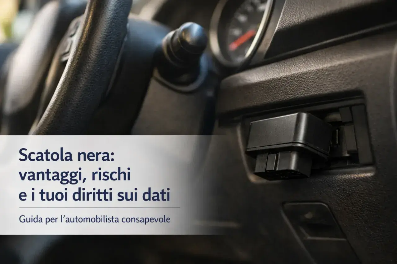 Dispositivo di diagnostica collegato alla porta OBD dell'auto. La scatola nera auto registra dati di guida, offrendo vantaggi e rischi da conoscere.