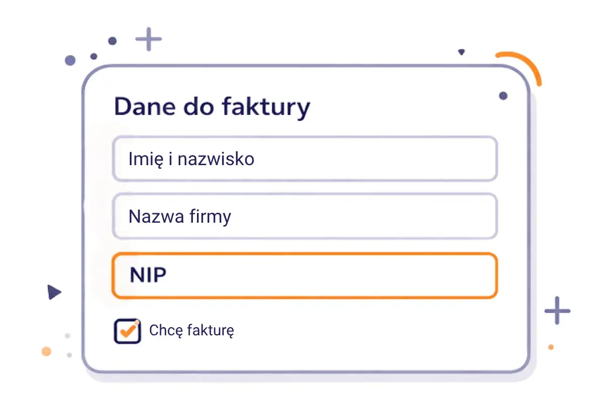 Formularz danych do faktury, pole NIP do uzupełnienia. Ułatwia proces zakupowy w WooCommerce.