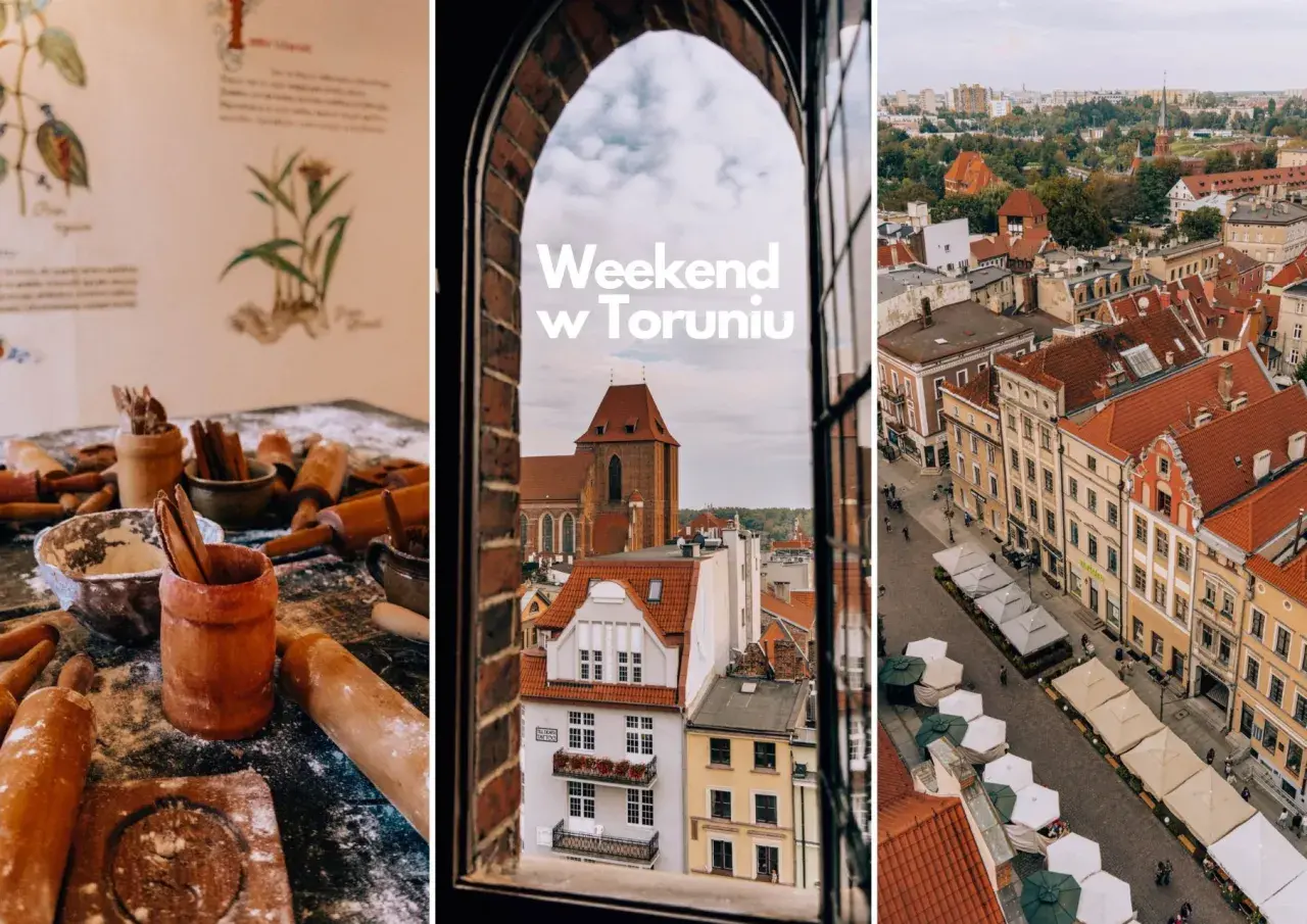 Toruń: widok na starówkę, kościół i przygotowania do pieczenia pierników.
