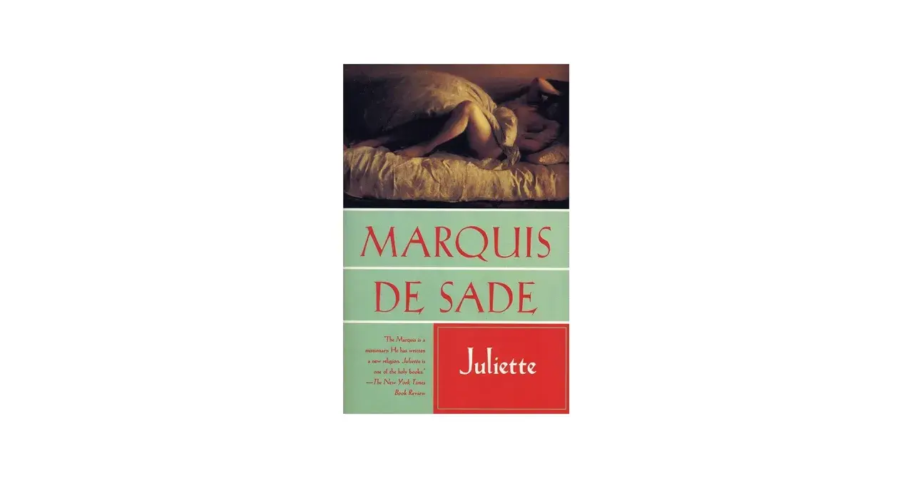 Okładka książki "Marquis de Sade: Juliette" z fragmentem recenzji.