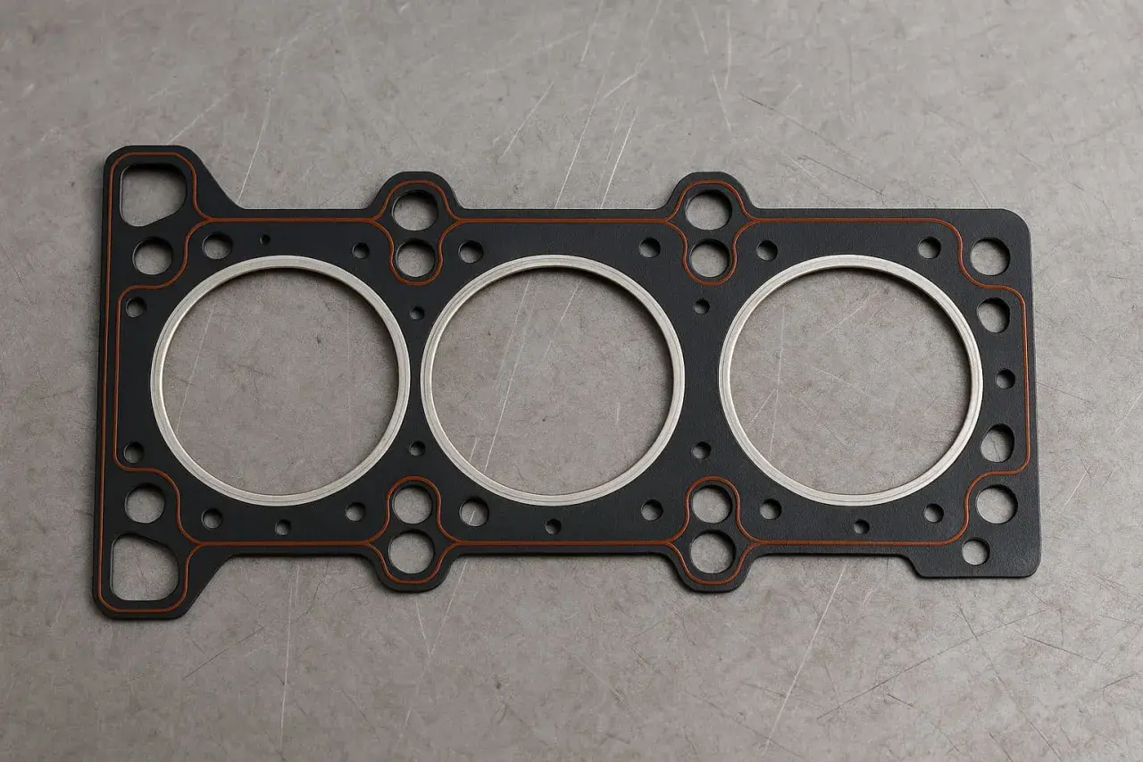 Guarnizione testata motore a 3 cilindri, nuova e pronta per il montaggio. Rifare testata motore conviene per prestazioni ottimali.