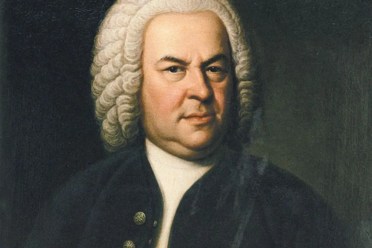 Portret Johanna Sebastiana Bacha, jednego z najwięksi kompozytorzy wszechczasów, w peruce i stroju z epoki.