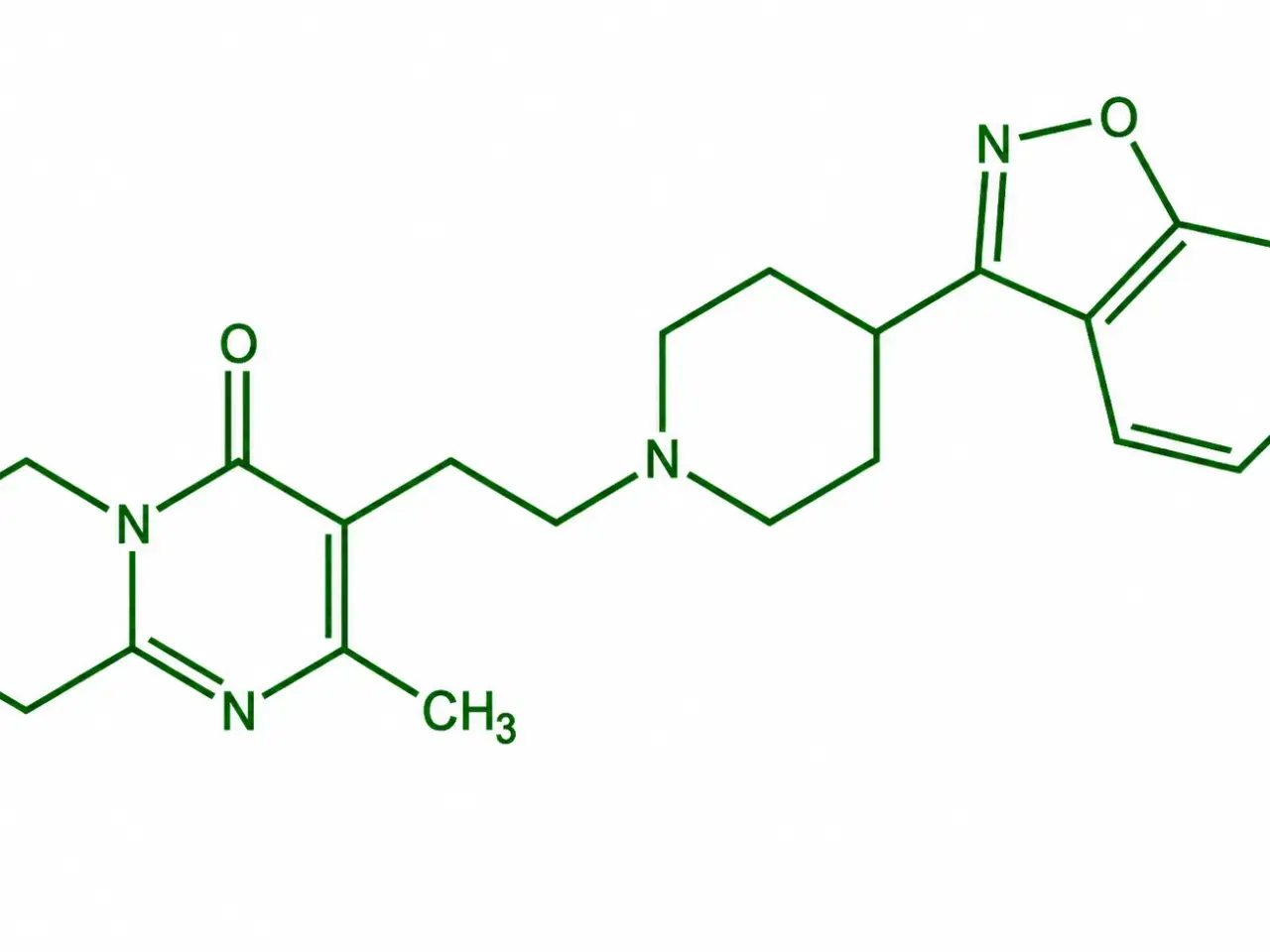 Chemische Strukturformel von Risperidon, einem Medikament, das bei Demenz eingesetzt wird.