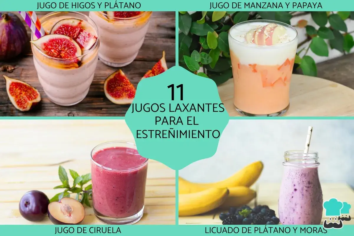 Batidos y jugos naturales para el estreñimiento: higo y plátano, ciruela, manzana y papaya, plátano y moras.