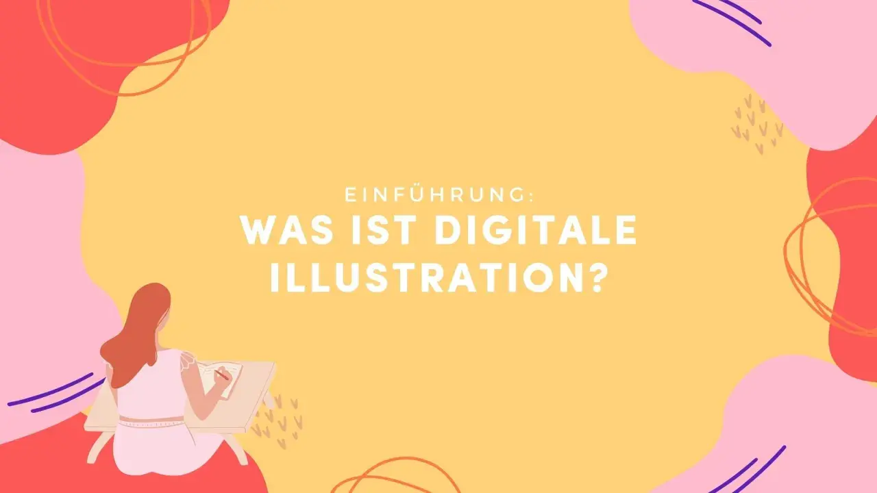 Eine Frau sitzt an einem Schreibtisch und lernt, wie man digitale Illustrationen erstellt.