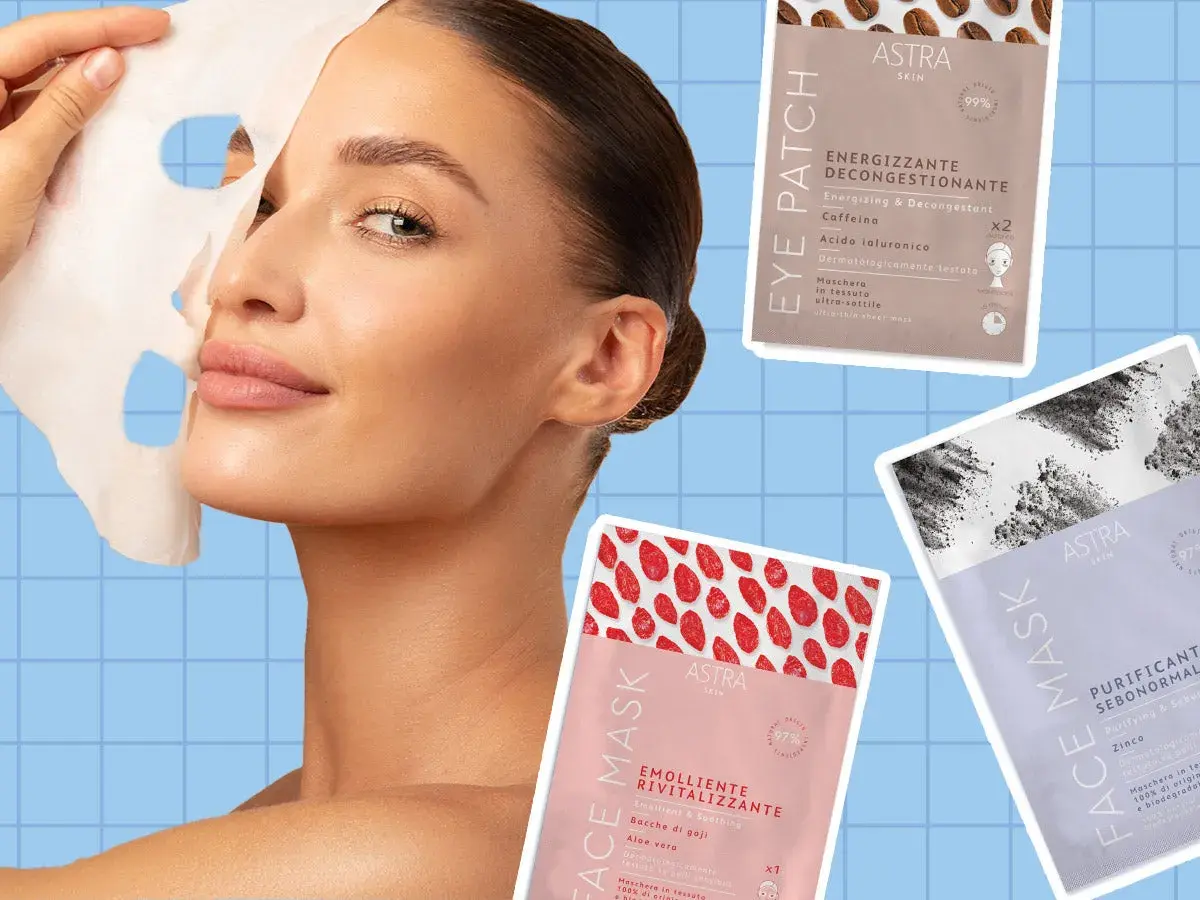 Dopo la maschera in tessuto, il viso è pronto per essere lavato. Prodotti Astra Skin per una pelle radiosa.