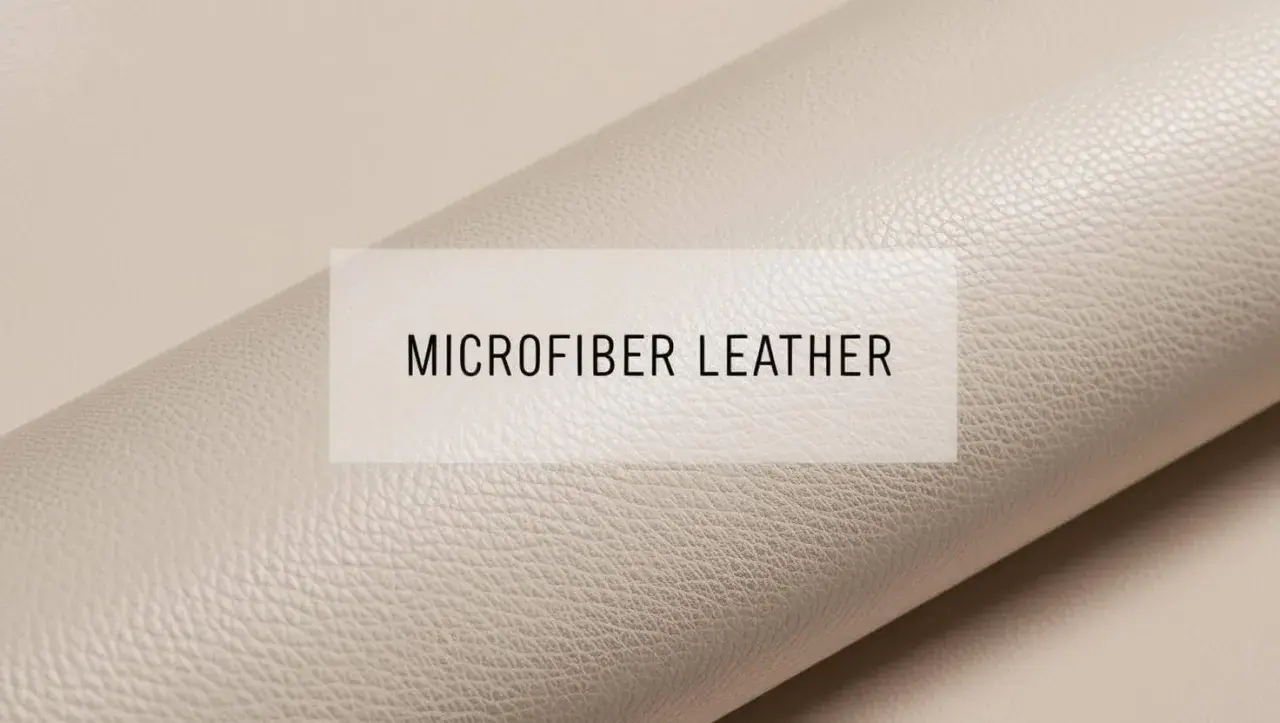 A rolled piece of beige microfiber leather with a textured surface.