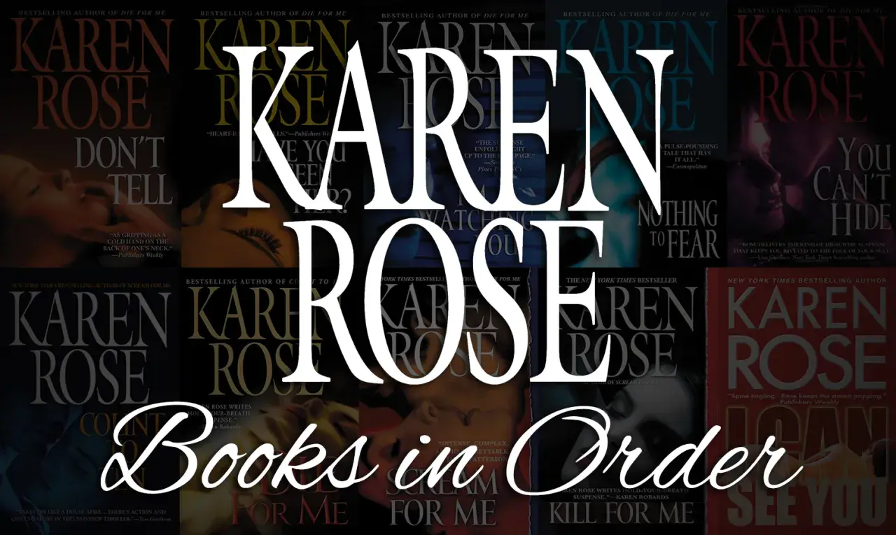 Collage aus Buchcovern von Karen Rose Thrillern mit dem Titel "Books in Order" in weißer Schrift.