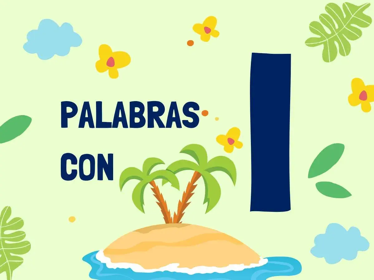 Isla, iguanas, insectos... ¡muchas cosas que empiezan por i! Un diseño divertido con palmeras y flores.