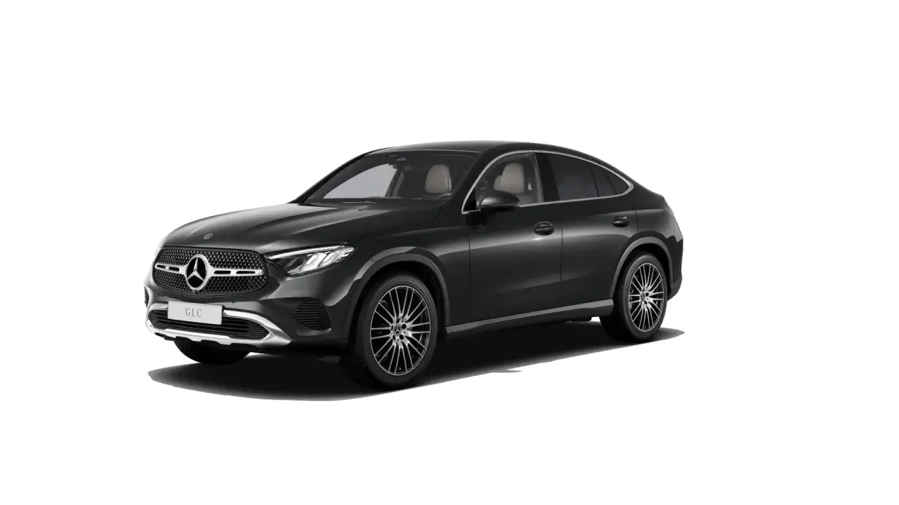 Elegancki, ciemnoszary Mercedes GLC Coupe. Sprawdź aktualną mercedes glc coupe cena i dostępne konfiguracje.