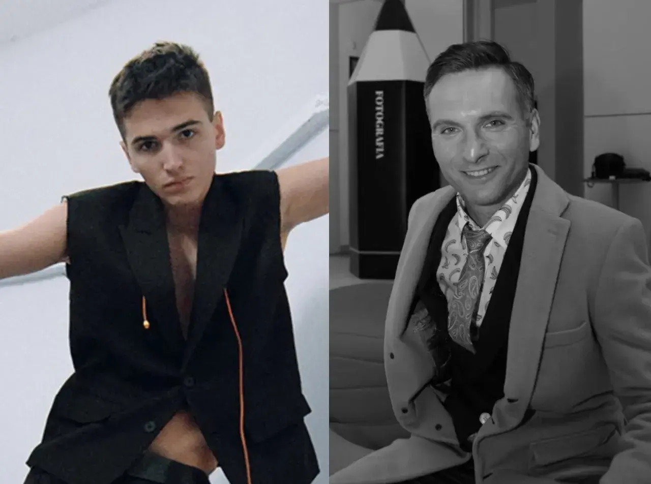 Antoni Sztaba, ojciec, w czarnej kamizelce i eleganckim garniturze.