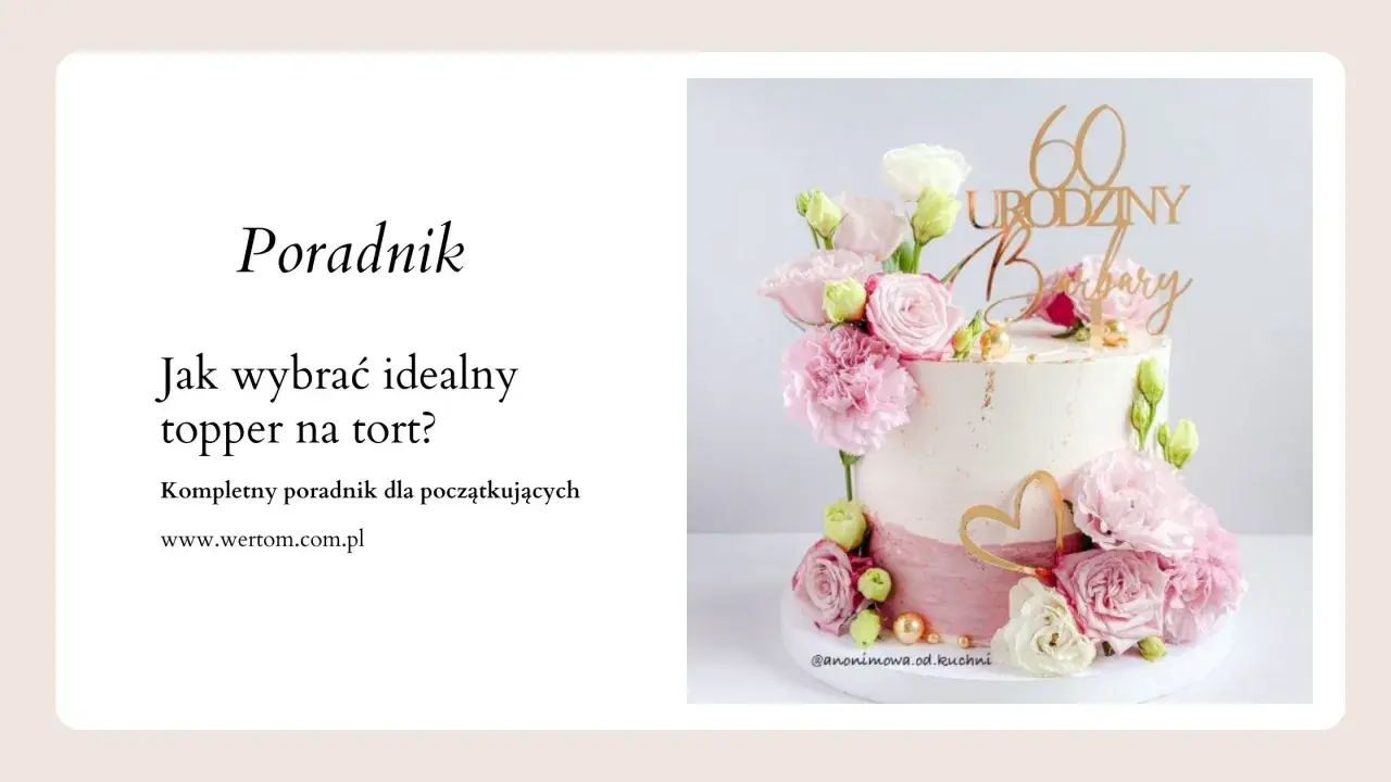 Elegancki tort z kwiatami i złotym topperem "60 Urodziny Barbary". Idealny na wyjątkowe 18 urodziny lub inne jubileusze.