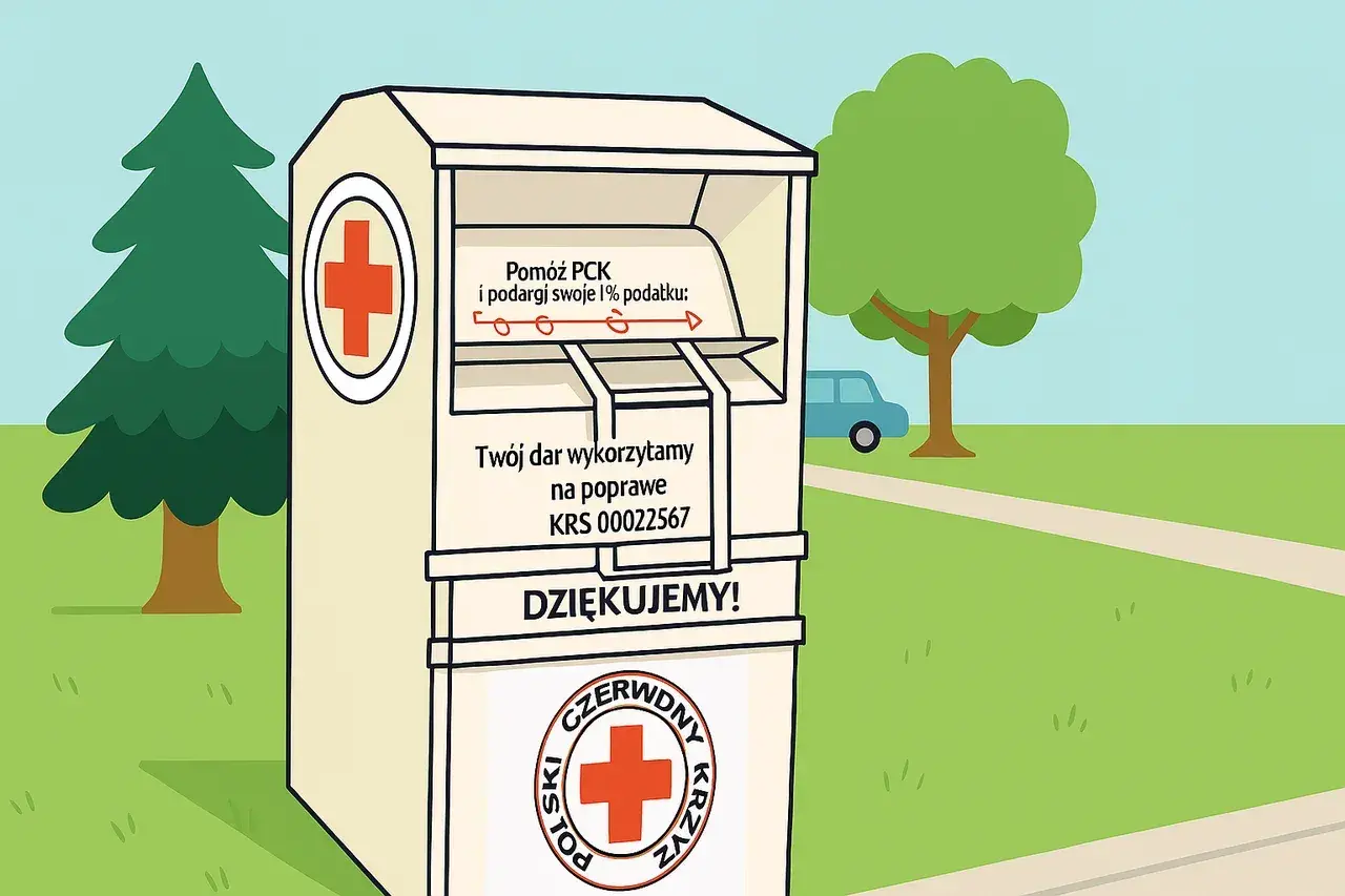Kontener PCK przyjmuje ubrania. Pomóż potrzebującym, wrzucając odzież. Dziękujemy!