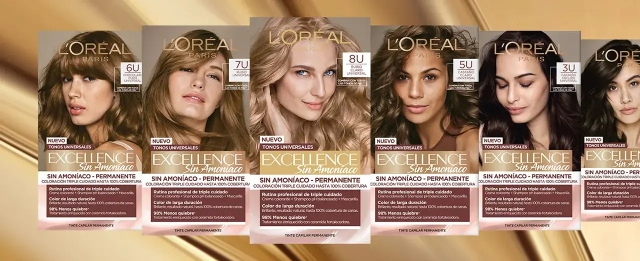 L'Oréal Excellence Sin Amoniaco: tintes que prometen cuidado, pero el tinte sin amoniaco daña el pelo. Variedad de tonos universales.