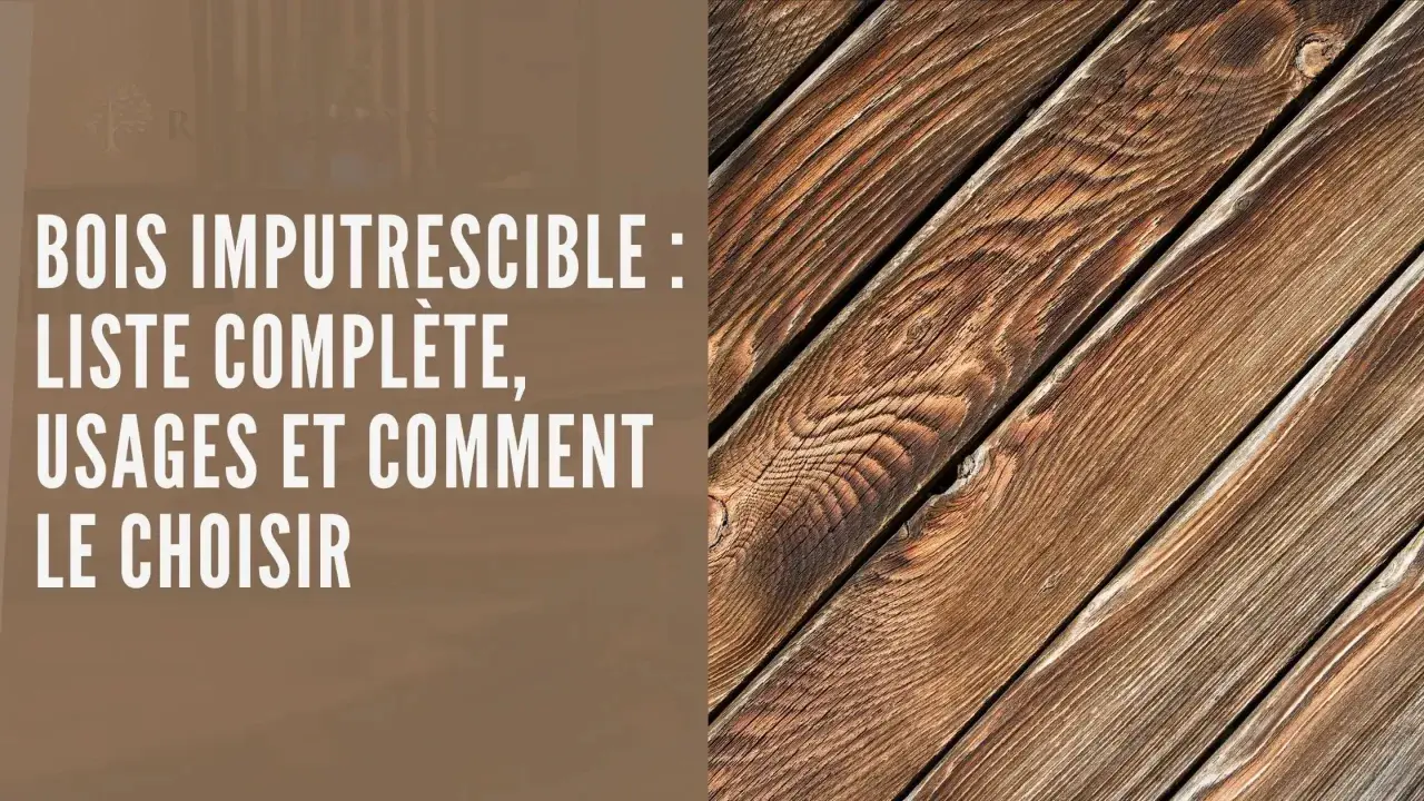 Gros plan sur des planches de bois naturel, texturées et vieillies, évoquant la durabilité du bois imputrescible.