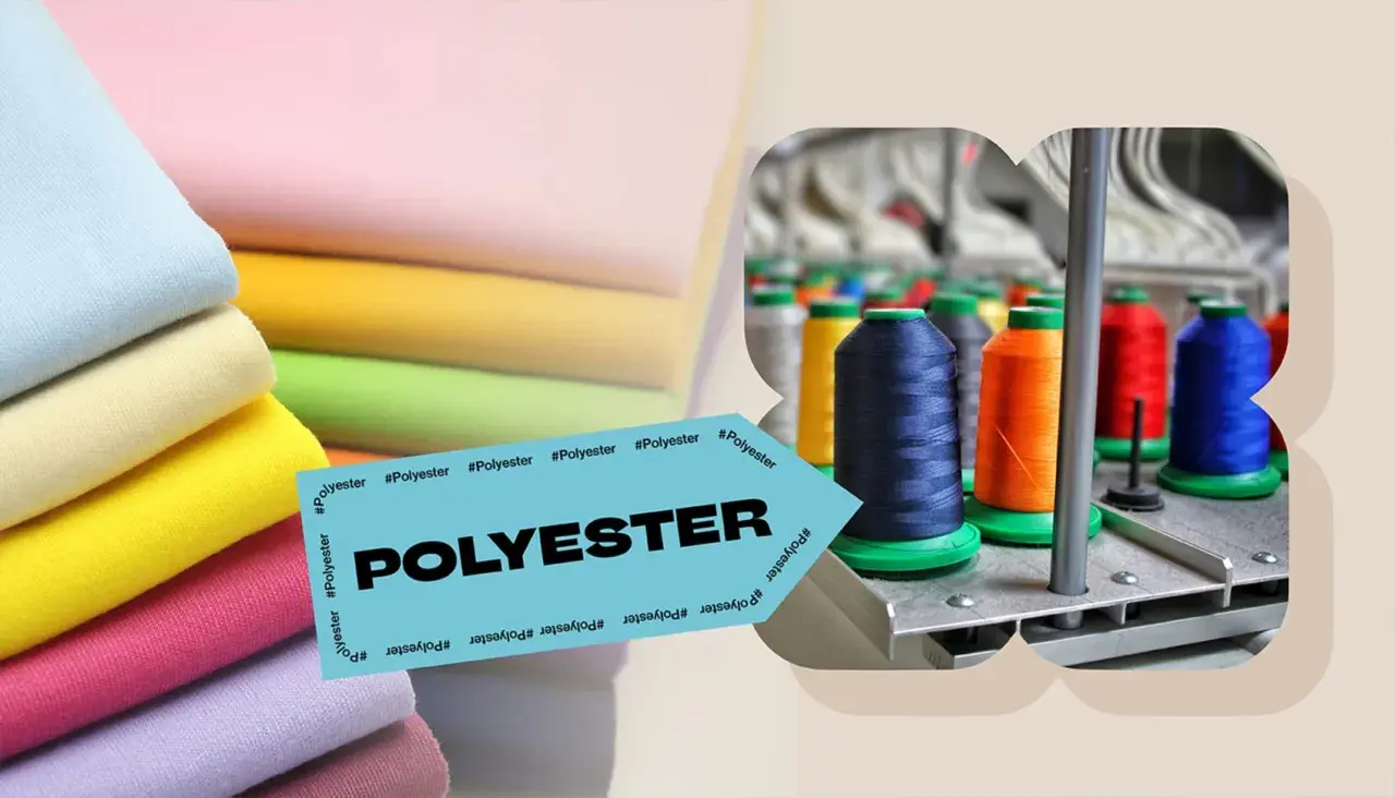 Des rouleaux de fil de fibre synthétique polyester de différentes couleurs, prêts à être utilisés dans l'industrie textile.