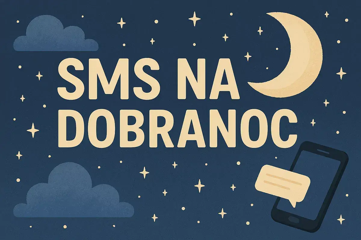 Nocne niebo z księżycem i gwiazdami. Telefon wysyła długie słodkie wiadomości do chłopaka na dobranoc.