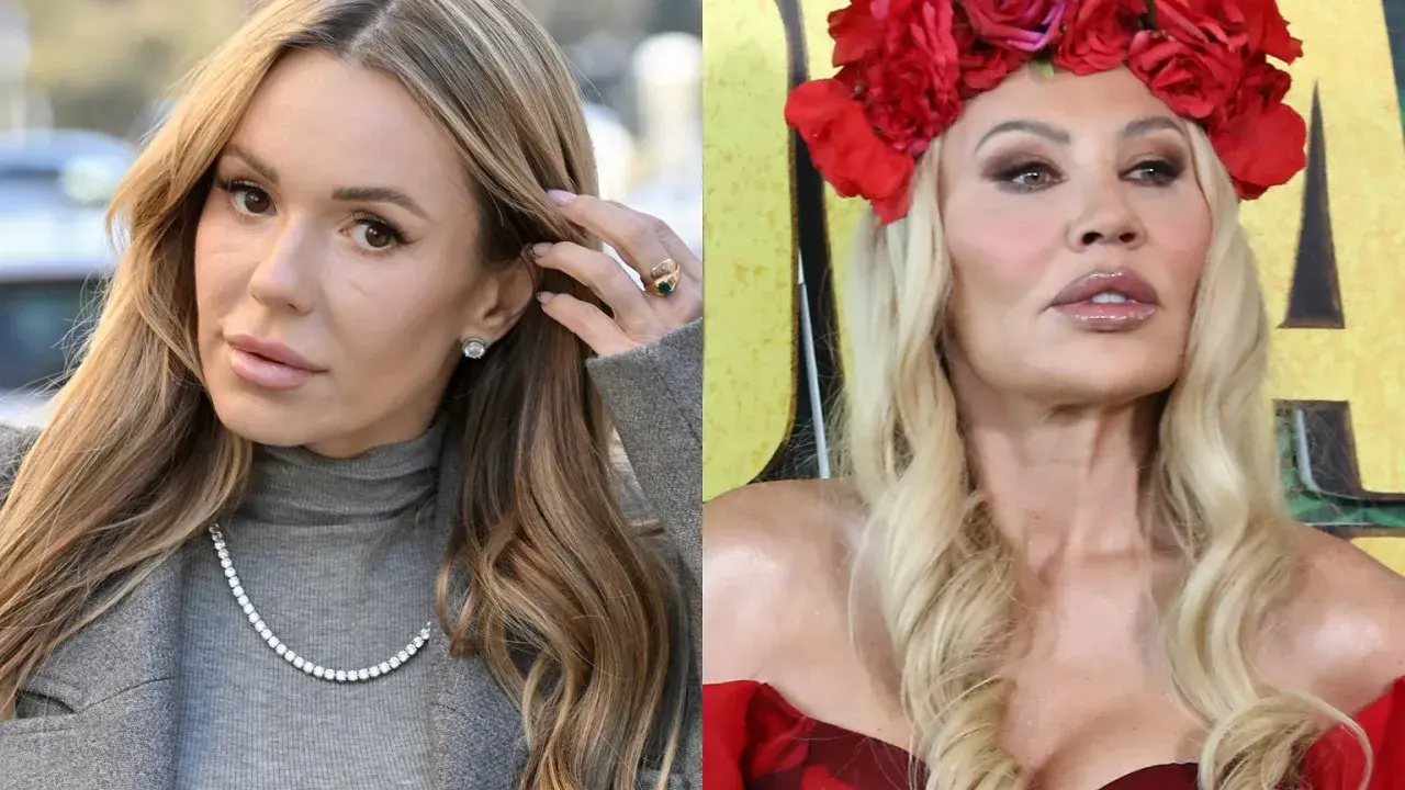 Monika Jarosińska i Doda w zestawieniu. Jedna w szarościach i diamentach, druga w czerwieni i wianku z róż.