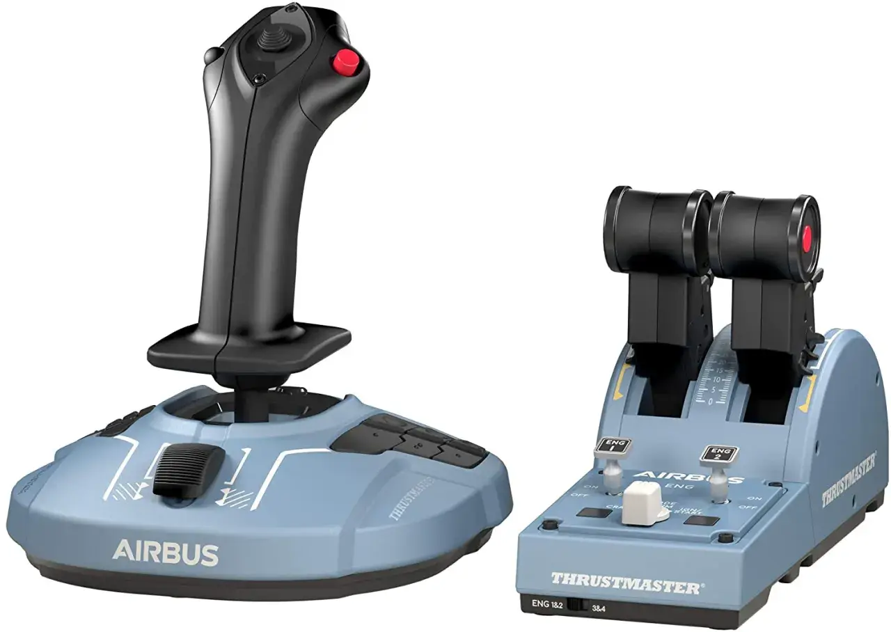 Manette de vol et manette des gaz Thrustmaster pour config flight simulator 2024.