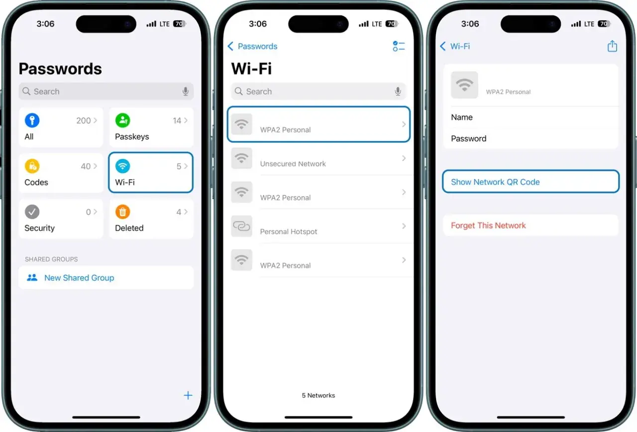 Jak udostępnić hasło Wi-Fi na iPhone? Zobacz, jak znaleźć zapisane sieci Wi-Fi i pokazać kod QR, by łatwo udostępnić hasło.