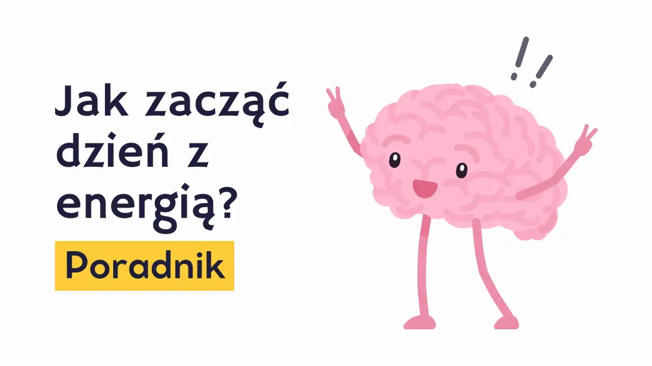 Jak zacząć dzień z energią? Poradnik. Radosny mózg z uniesionymi rękami, jakby słuchał piękne piosenki na dzień dobry.