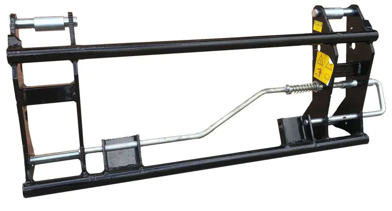 Schwarzer, robuster Schnellwechselrahmen mit Verriegelungsmechanismus und Feder.