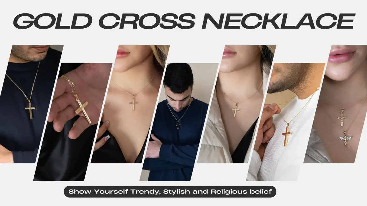Collares con cruces de oro, mostrando estilo y fe.