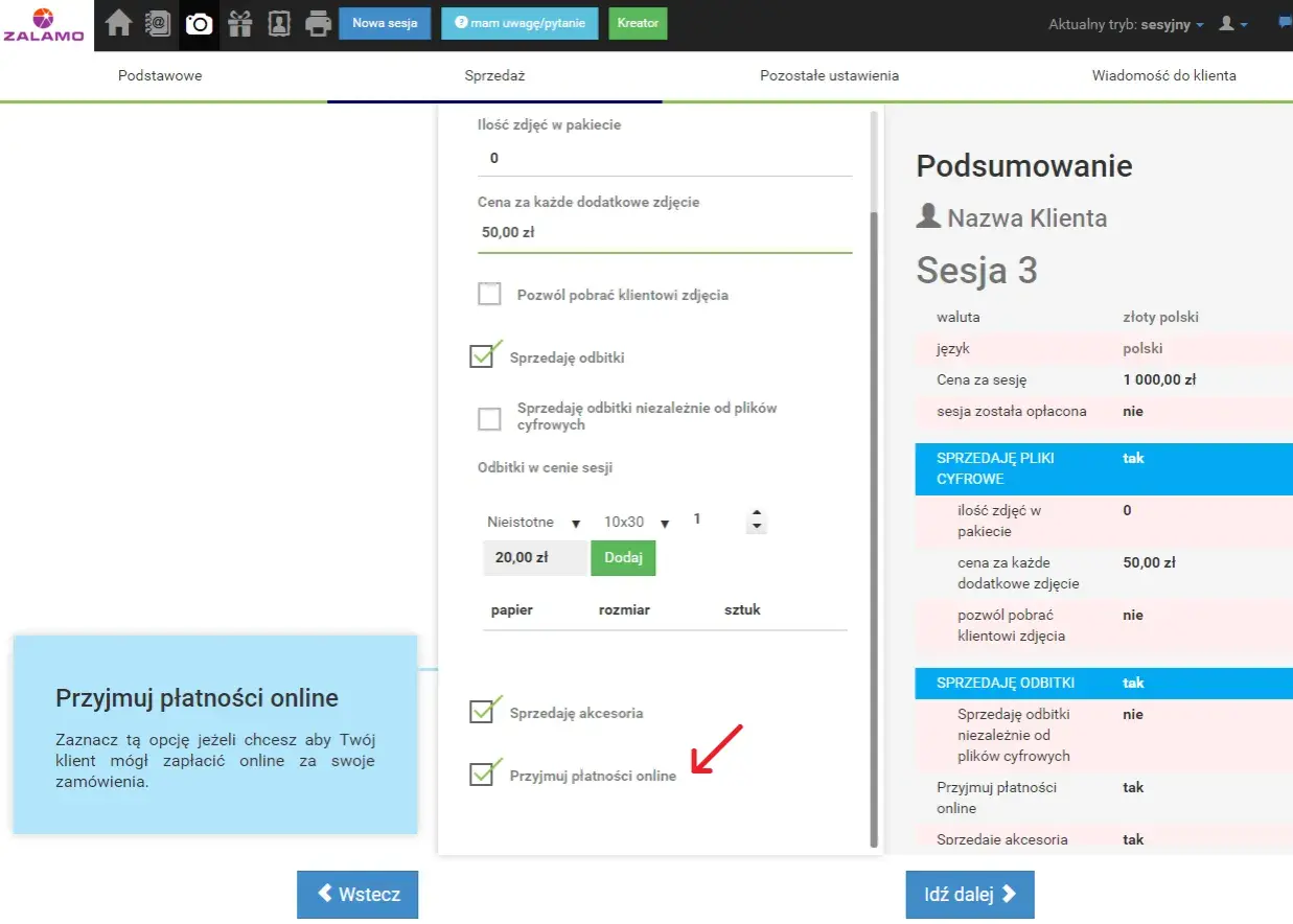 Zaznacz "Przyjmuj płatności online", aby umożliwić klientowi płatność online. To rozwiązanie, jak dotpay co to za płatność, ułatwia transakcje.
