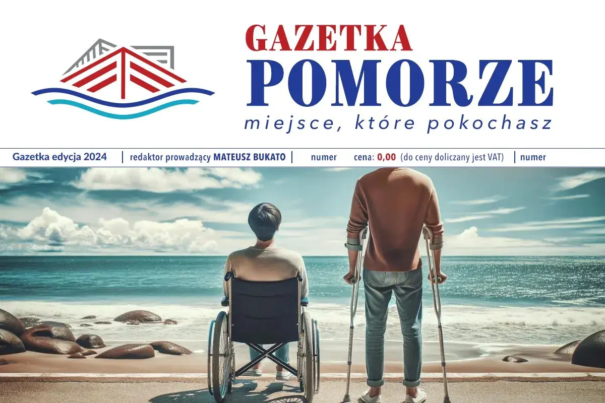 Osoby na wózku i o kulach patrzą na morze. Idealne miejsce na wczasy rehabilitacyjne nad morzem, gdzie można odnaleźć spokój i siłę.
