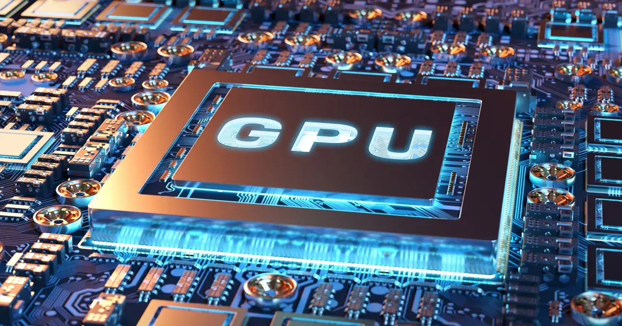 Zbliżenie na zaawansowany układ GPU, symbolizujący planowanie przyspieszanego sprzętowo procesora graficznego.