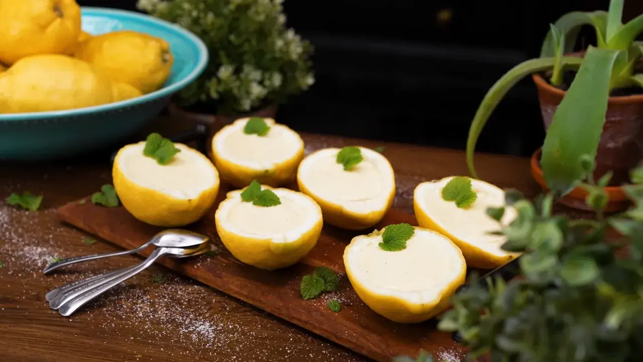 Sju läckra italienska desserter med citron, fyllda med krämig vanilj och toppade med mynta. En perfekt sommardessert!