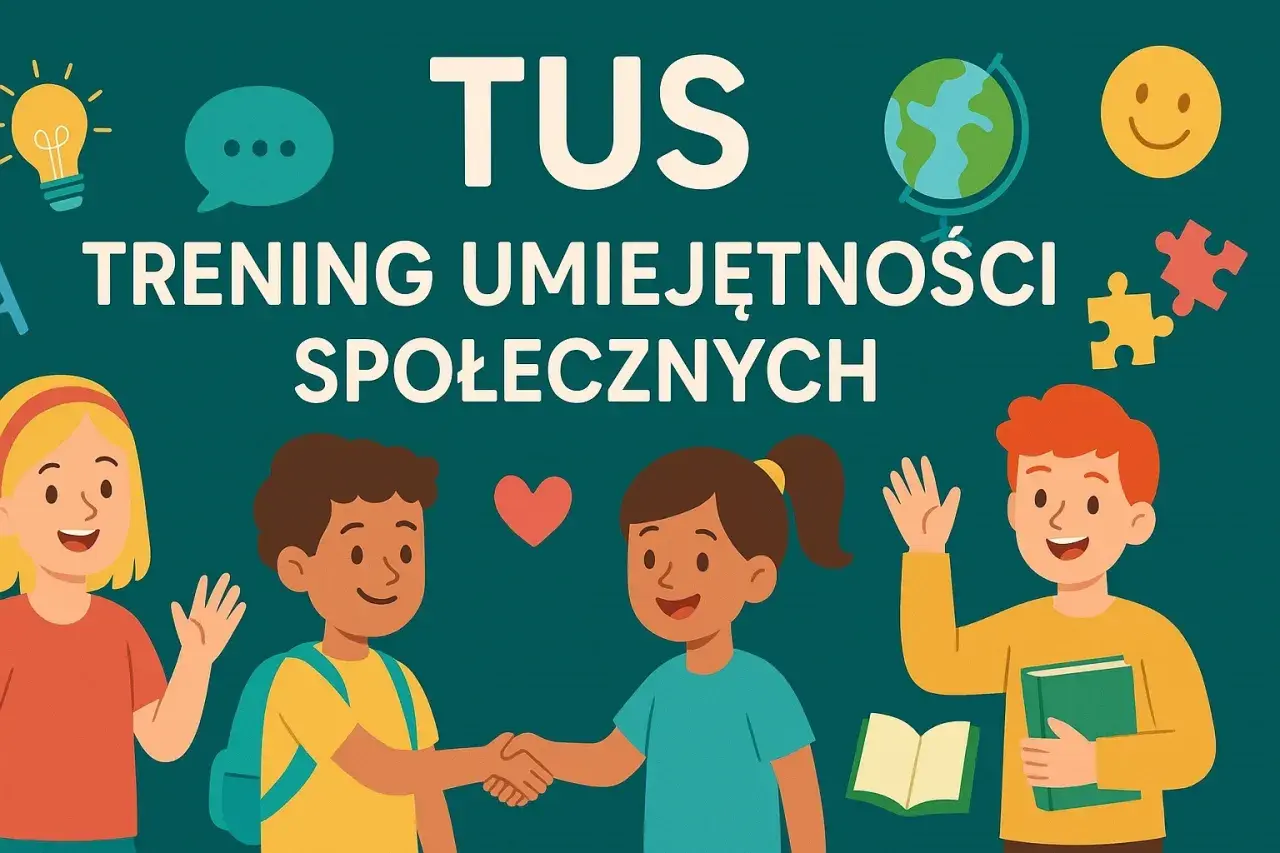 TUS: Trening Umiejętności Społecznych dla dzieci. Uśmiechnięci mali przyjaciele uczą się współpracy i komunikacji.