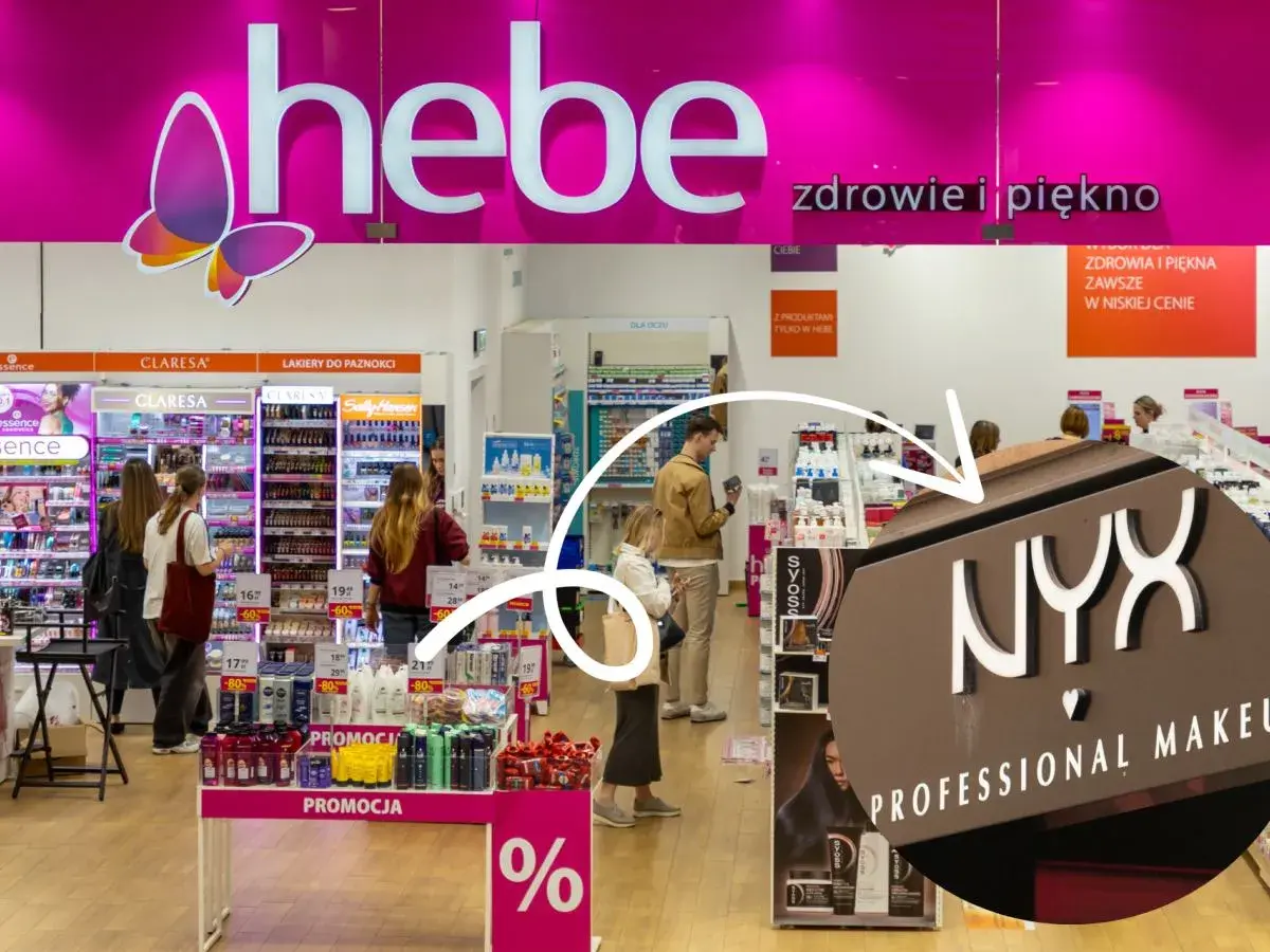 Sklep Hebe z promocjami, widoczne logo NYX Professional Makeup.