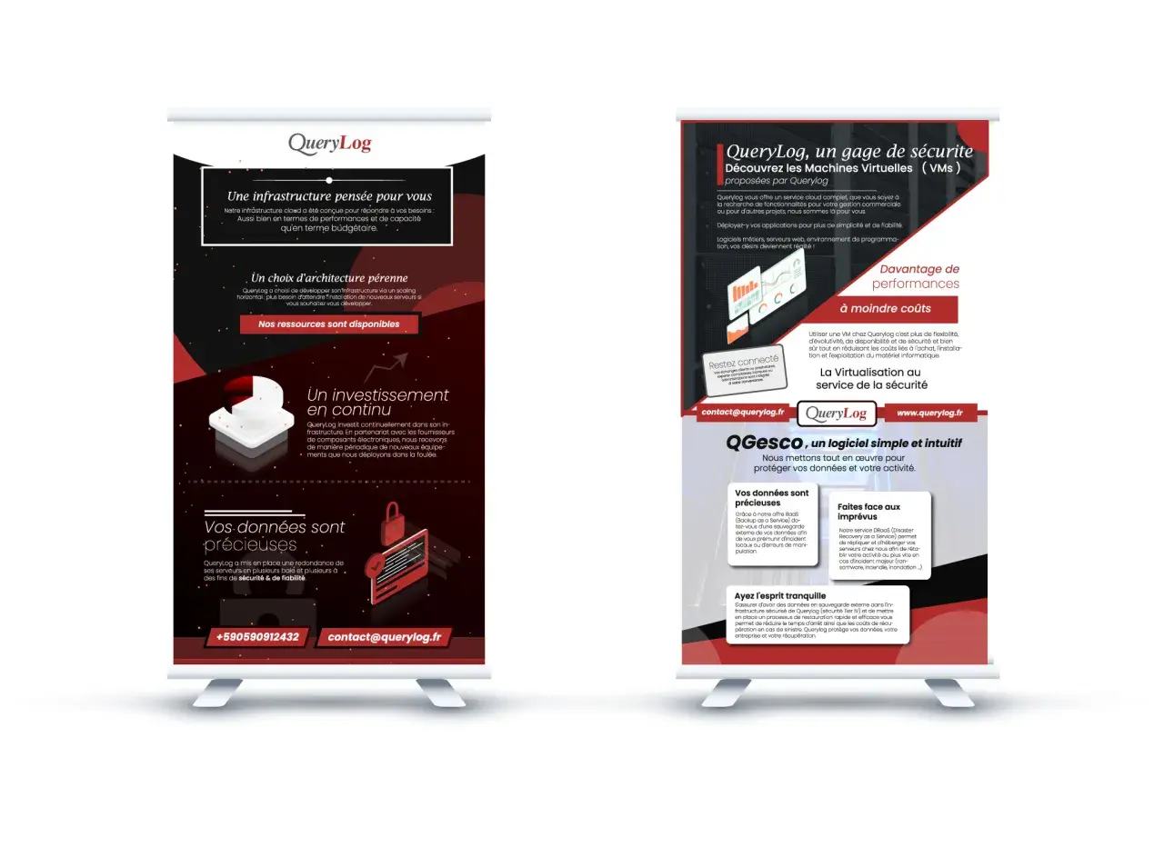 Photographe publicitaire : Roll-up QueryLog sur l'infrastructure cloud, la sécurité des VMS et la sauvegarde des données.