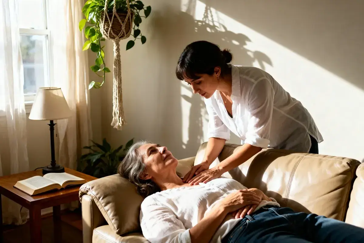 Une femme reçoit un massage de drainage lymphatique. Les effets secondaires sont rares, mais le bien-être est souvent ressenti.