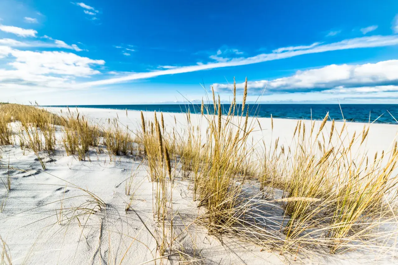 Piasek, trawy morskie i błękitne niebo nad Bałtykiem – to jedne z najpiękniejszych plaż w Polsce.