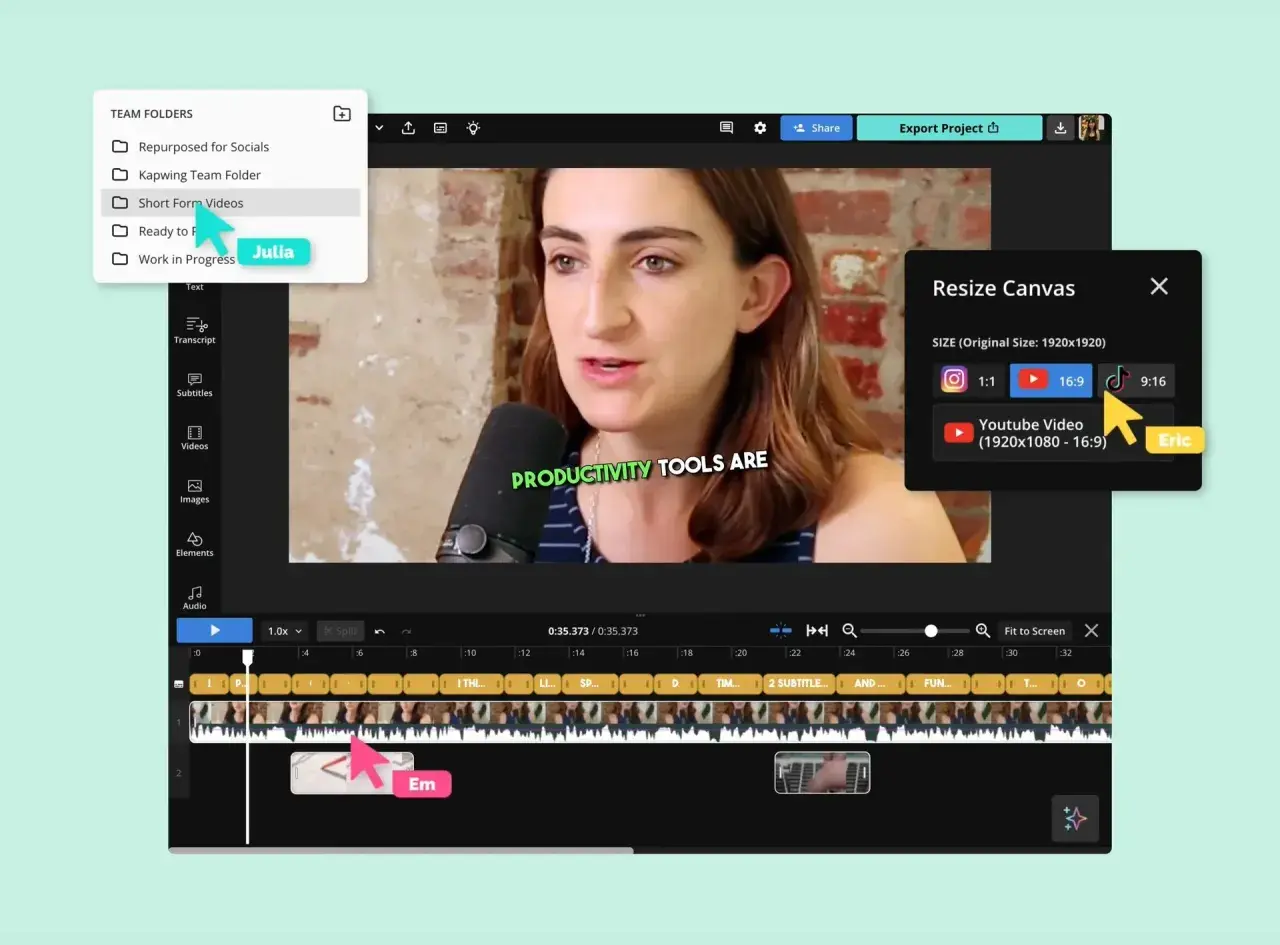 Julia wybiera format 16:9 do renderowania wideo, optymalizując je dla YouTube.