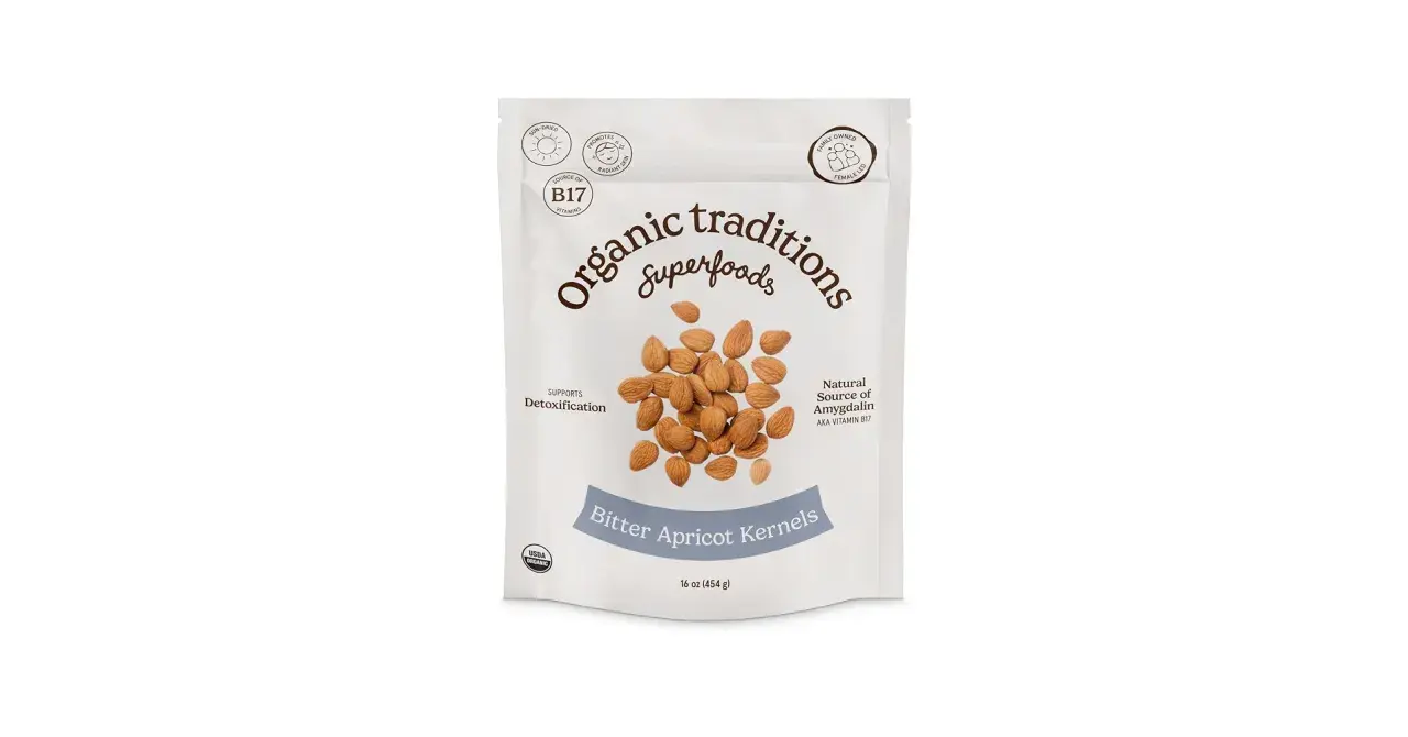 Sacchetto di noccioli di albicocca amara, fonte naturale di amigdalina, nota anche come vitamina B17. Supporta la detossificazione.