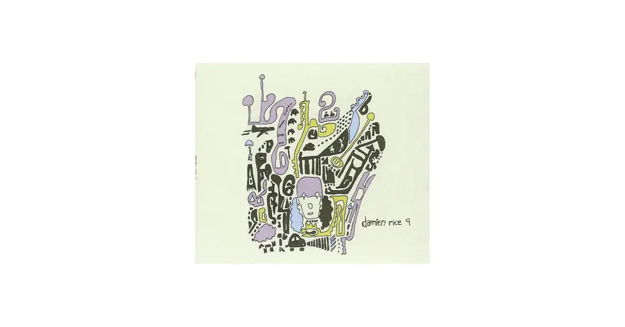 Abstrakcyjny rysunek z napisem "damien rice 9 crimes".