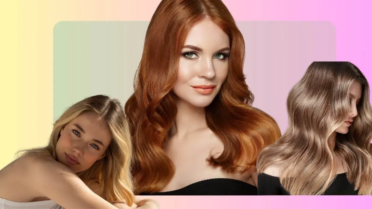 Mujeres con cabello teñido de rojo, rubio y castaño claro. El tinte con amoniaco permite estos vibrantes cambios de color.