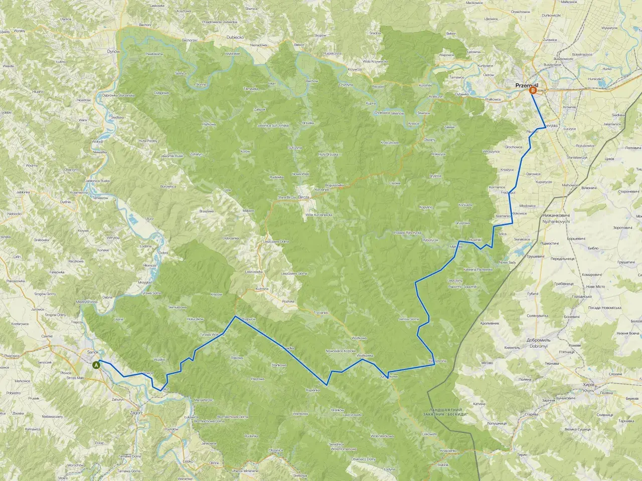 Trasa z Sanoka do Soliny przez malownicze Bieszczady.