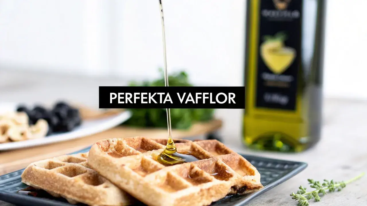 Perfekta våfflor med sirap som ringlas över. Ett recept på goda våfflor med tillbehör som nötter och bär.