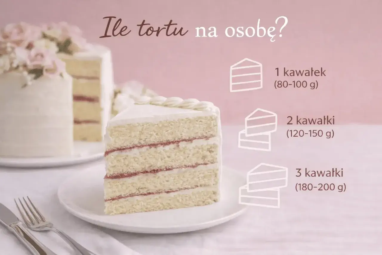 Ile tortu na osobę? Wskazówki dotyczące porcji tortu weselnego na 100 osób.