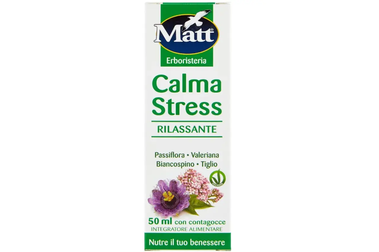 Integratore alimentare Matt Calma Stress, con estratti naturali per ritrovare l'equilibrio mentale e il benessere.